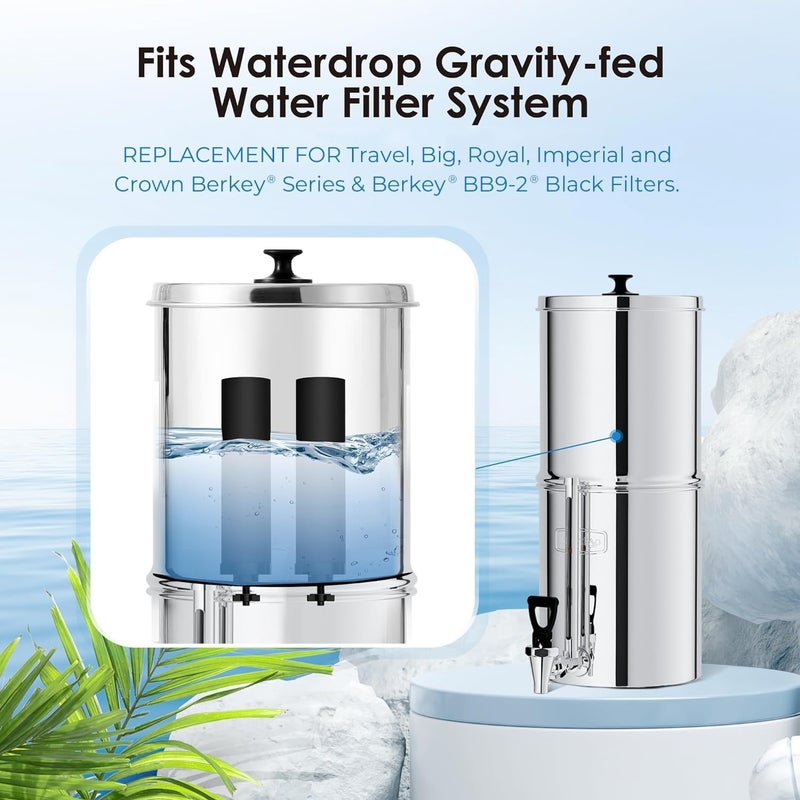 Waterdrop NSF/ANSI 42&372 Certified Water Filter, Replacement for Berkey® BB9-2® Black Filters, ProOne® or Alexapure® Gravity Water Filter System and King Tank Series, (Pack of 2) - Image 3